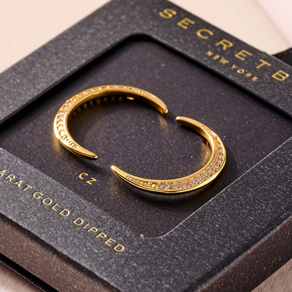 Secret Box Half Moon CZ Gold Dipped Stud Earrings - The Pomegranate Boutique