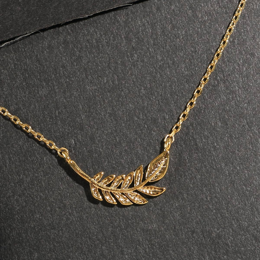 Leaf Branch Charm Gold Dip Necklace - The Pomegranate Boutique