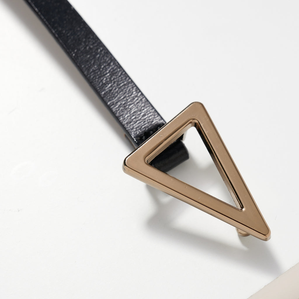 Triangle Metal Buckle Leather Belt - The Pomegranate Boutique