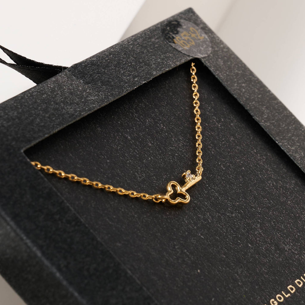 Key CZ Secret Box Gold Dip Necklace - The Pomegranate Boutique