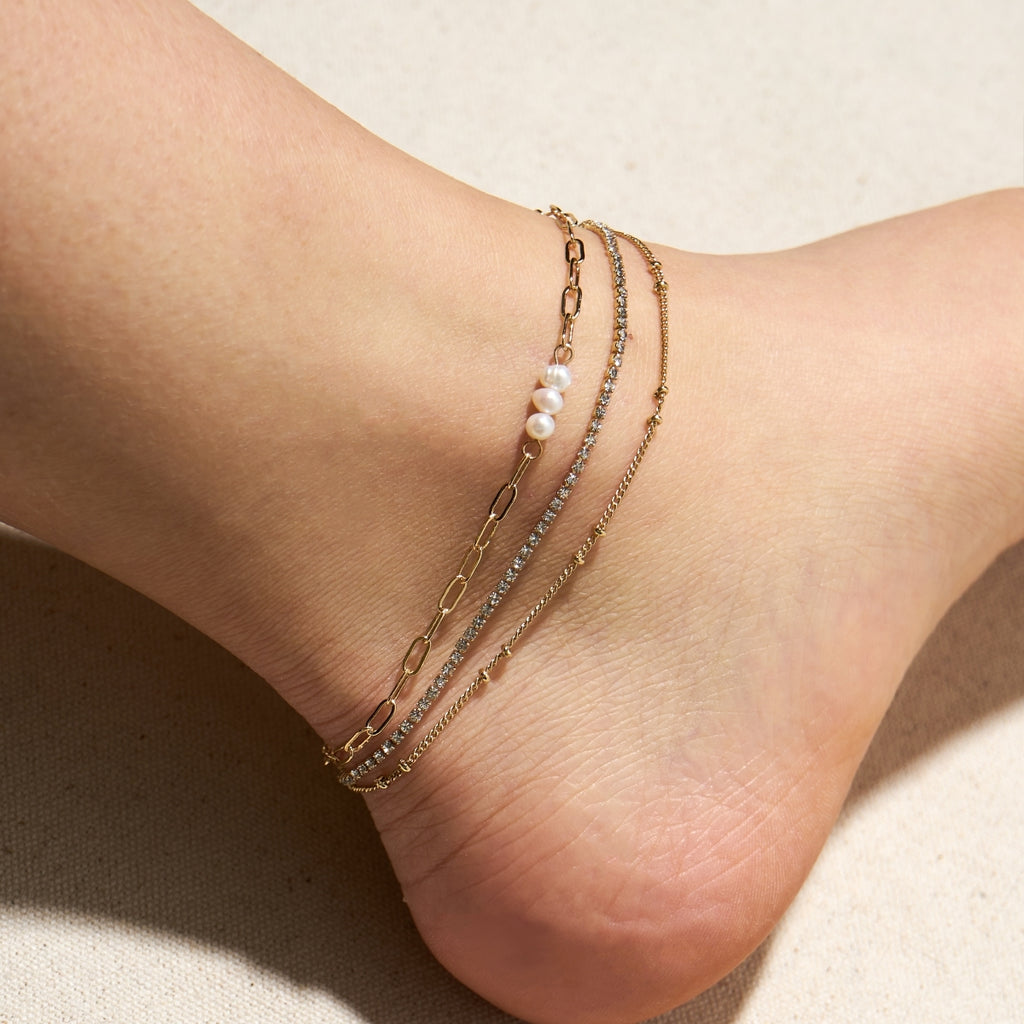 STAR PEARL ANKLET SET 3 in 1 - The Pomegranate Boutique