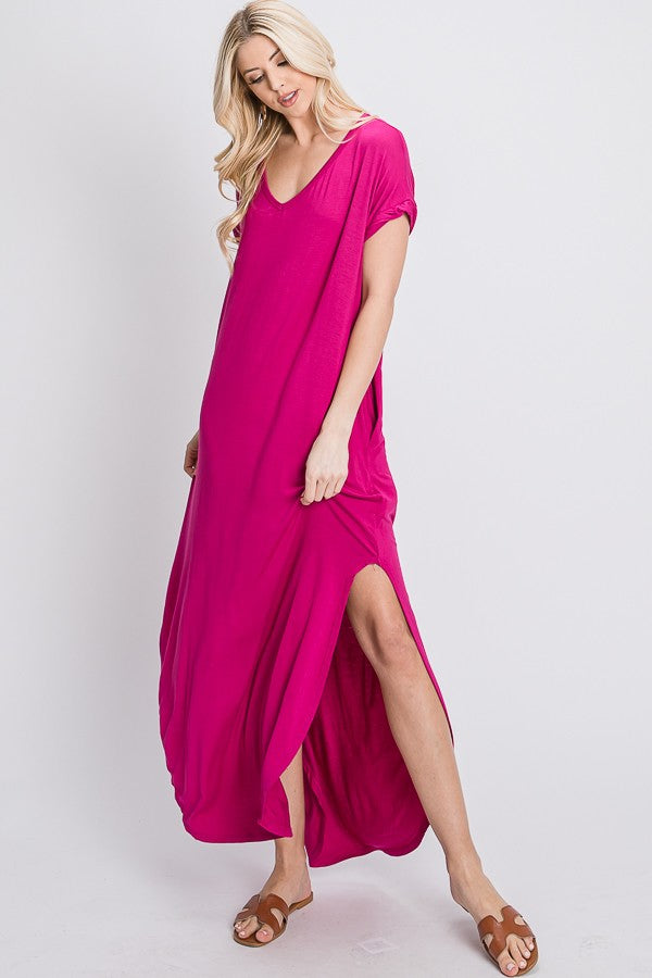 V neck t shirt maxi dress online