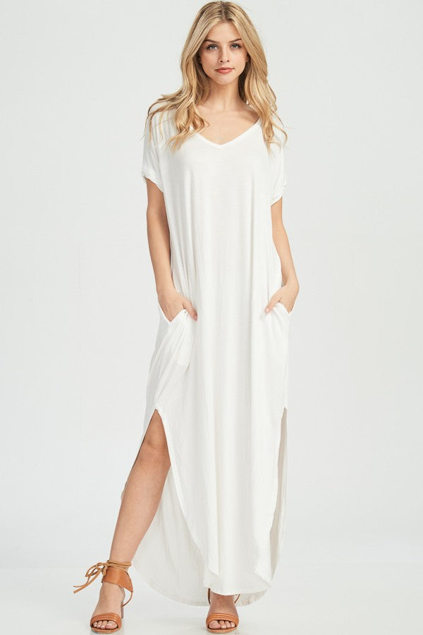 Women's T-shirt Maxi Dress in White