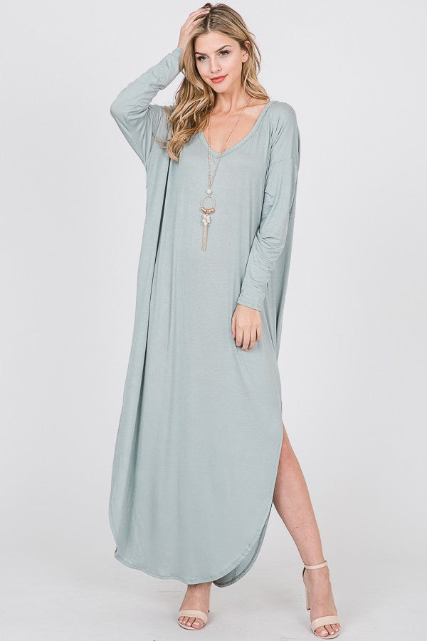 Long sleeve T-shirt maxi dress - The Pomegranate Boutique