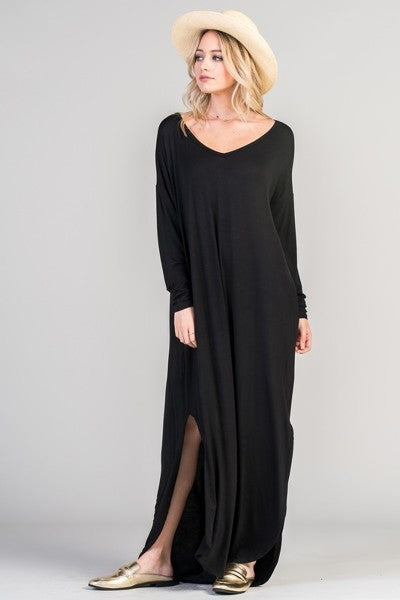 Long sleeve T-shirt maxi dress - The Pomegranate Boutique