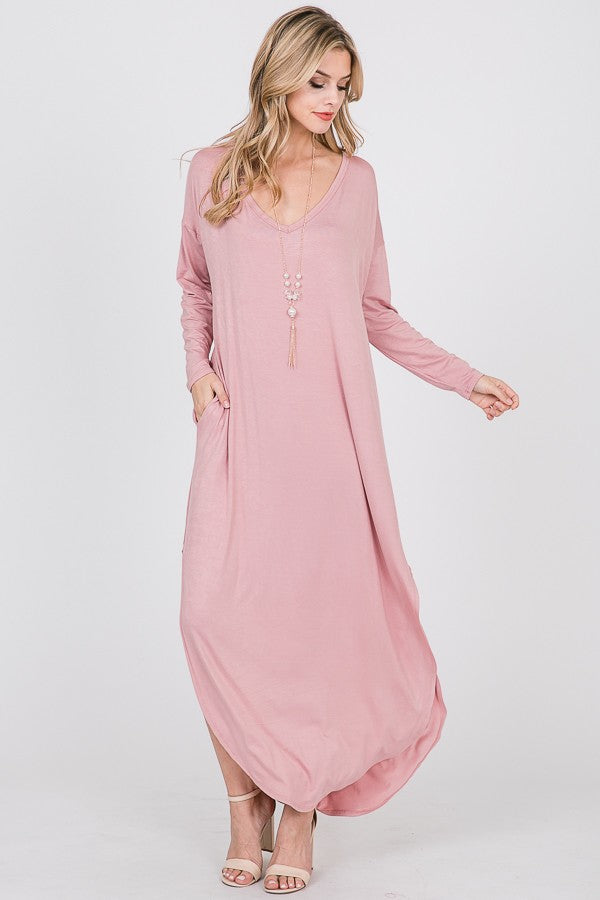 Long sleeve T-shirt maxi dress - The Pomegranate Boutique