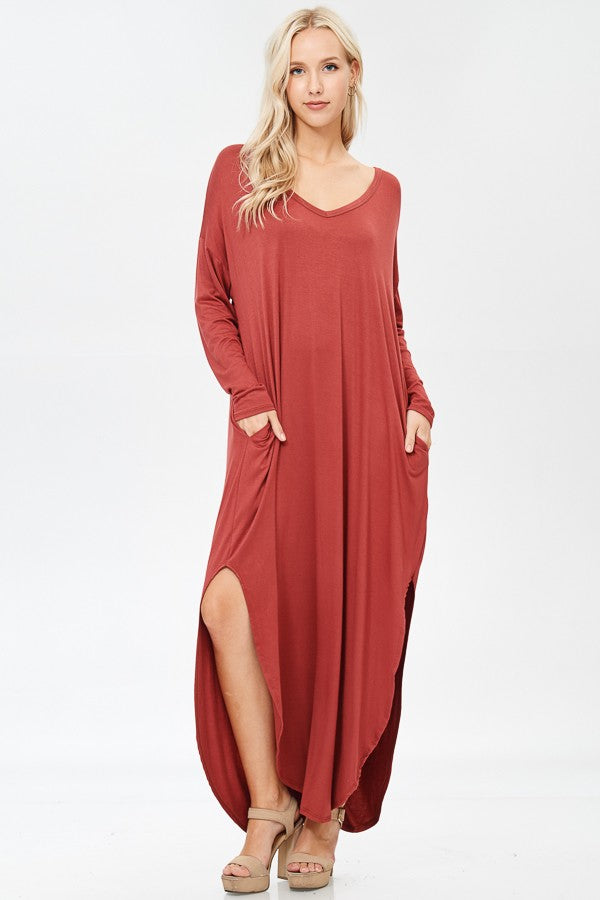 Long sleeve T-shirt maxi dress - The Pomegranate Boutique