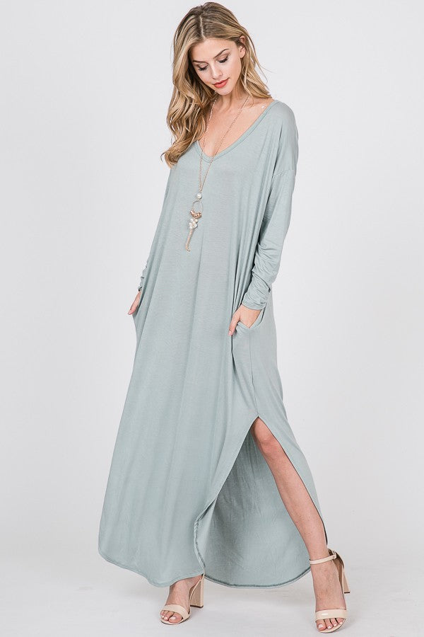 Long sleeve T-shirt maxi dress - The Pomegranate Boutique