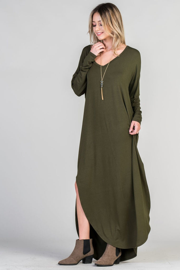 Long sleeve T-shirt maxi dress - The Pomegranate Boutique