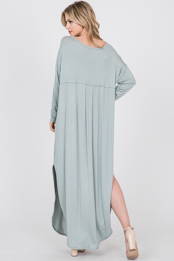 Long sleeve T-shirt maxi dress - The Pomegranate Boutique