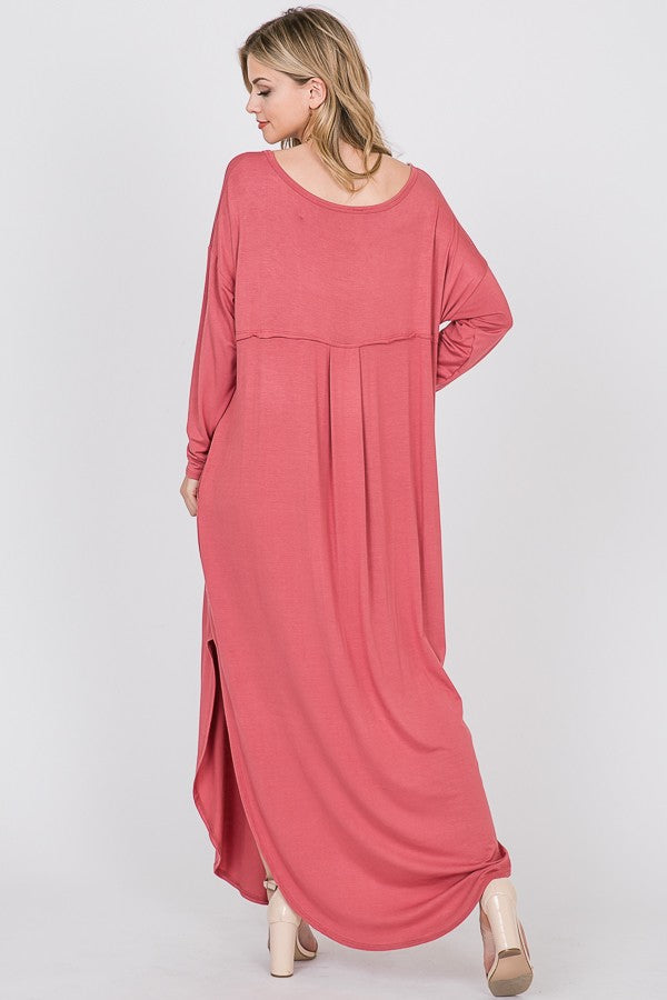 Long sleeve T-shirt maxi dress - The Pomegranate Boutique