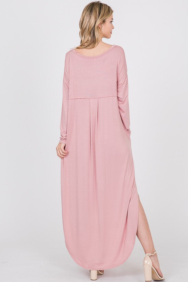 Long sleeve T-shirt maxi dress - The Pomegranate Boutique