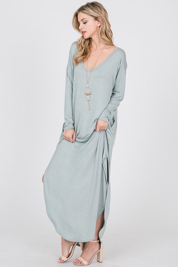 Long sleeve T-shirt maxi dress - The Pomegranate Boutique