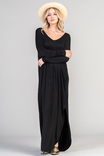 Long sleeve T-shirt maxi dress - The Pomegranate Boutique