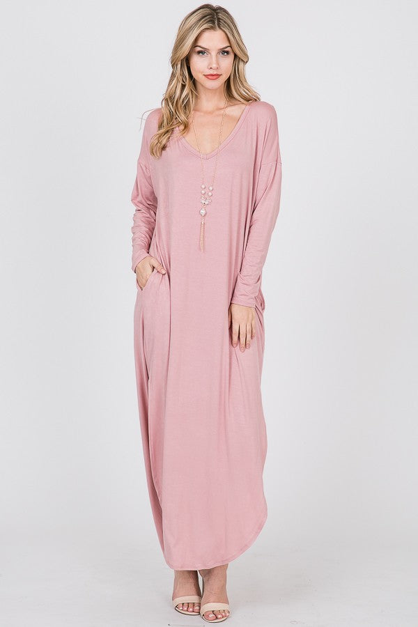 Long sleeve T-shirt maxi dress - The Pomegranate Boutique