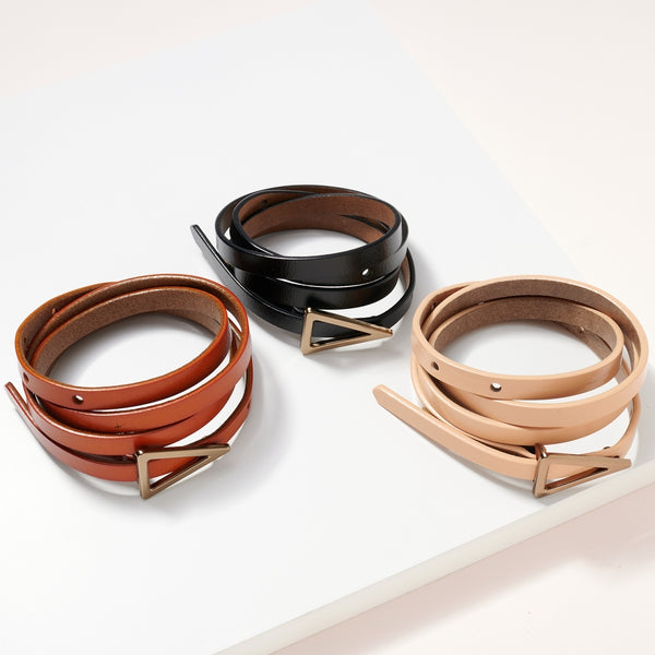 Triangle Buckle Leather Belt display picture 1
