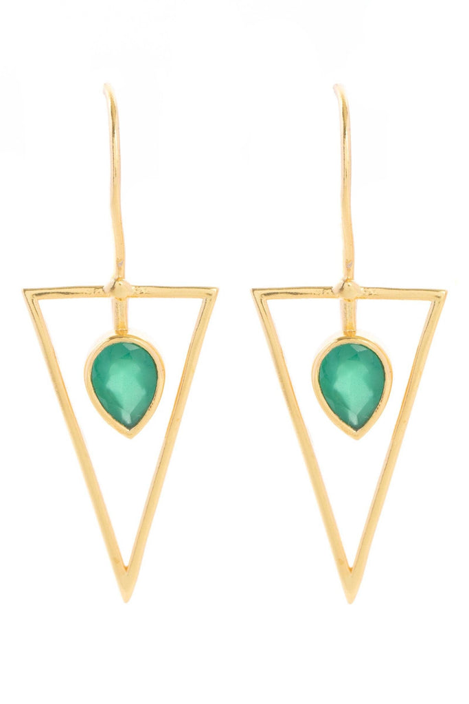 Minimalist Gemstone Drop Earring - The Pomegranate Boutique