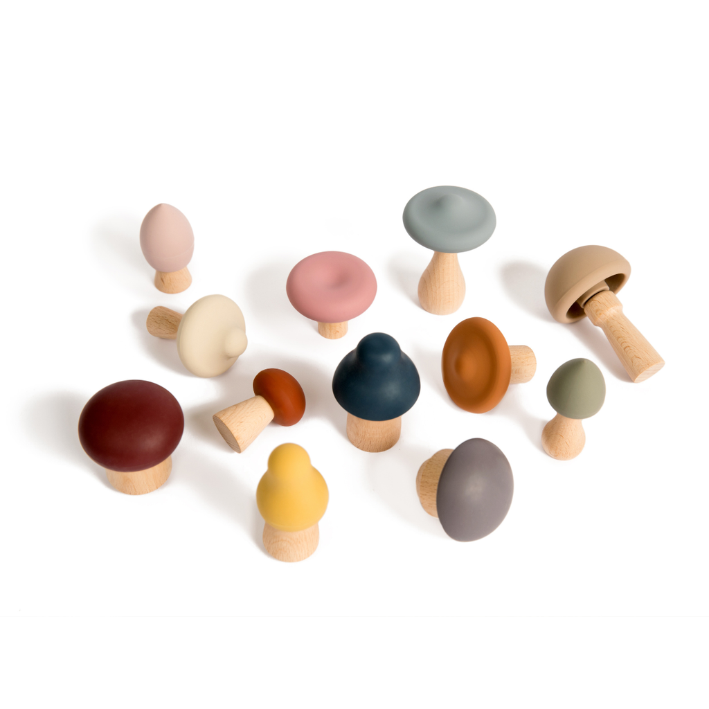Wood + Silicone Mushroom Sorting Set - The Pomegranate Boutique
