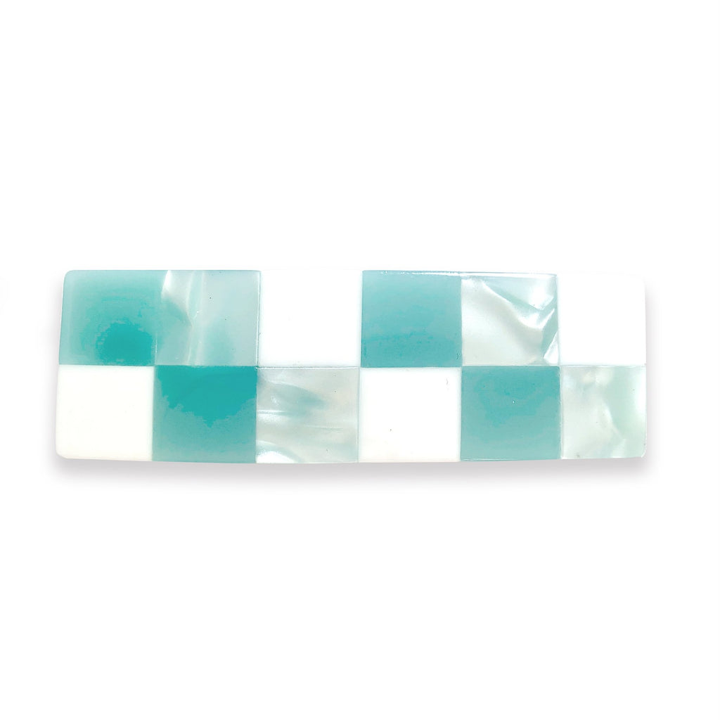 Minty Checkers - Hair Barrette - The Pomegranate Boutique