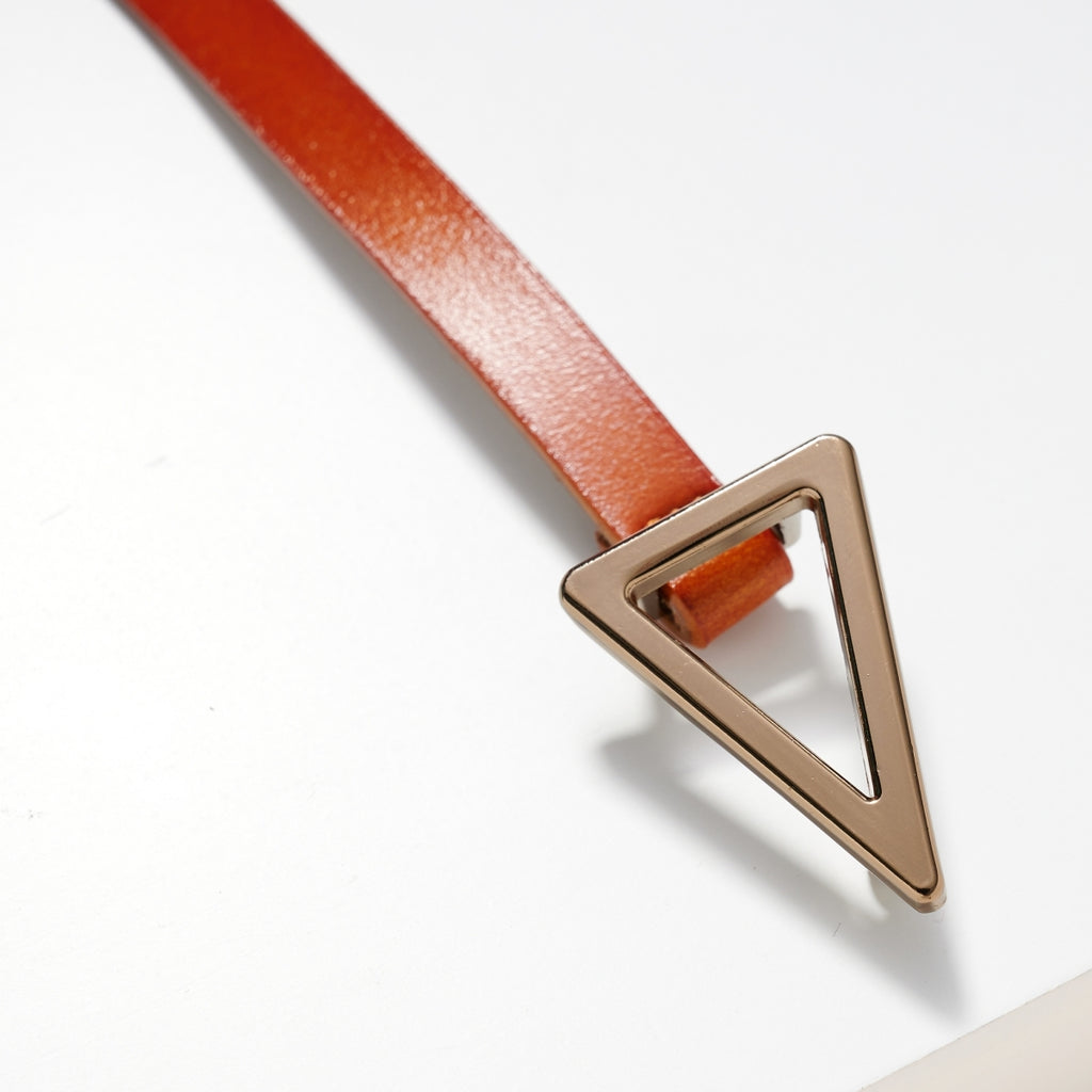 Triangle Metal Buckle Leather Belt - The Pomegranate Boutique
