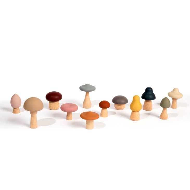 Wood + Silicone Mushroom Sorting Set - The Pomegranate Boutique